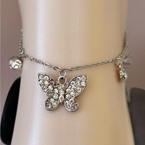Brighton Dazzling Silver Butterfly Ankle Bracelet